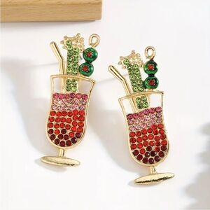 BLOODY MARY rhinestone cocktail drink brunch earrings